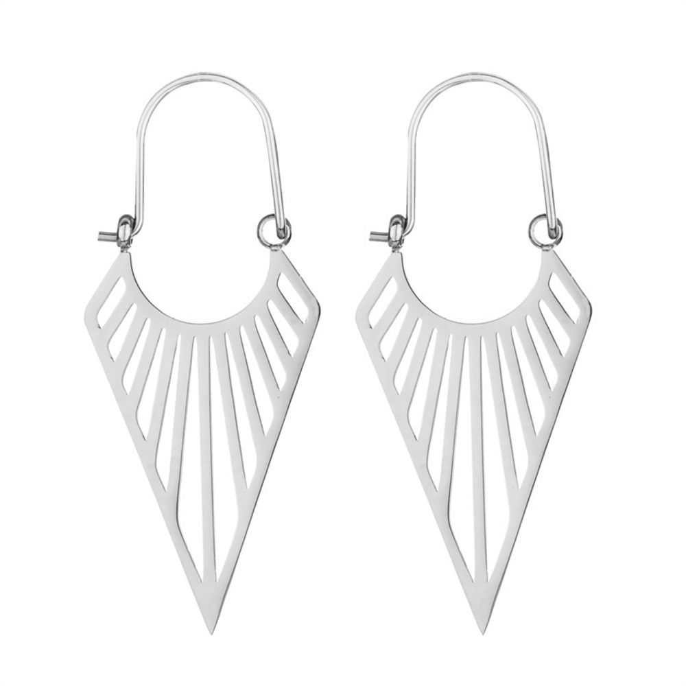 Pointed Geometric Shape Silver Earrings